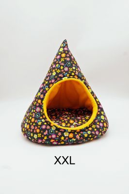 Kuscheltipi Blümchen auf schwarz 2